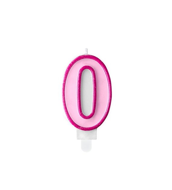 Birthday candle Number 0, pink,7cm (1 pc)