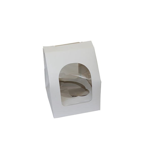 Plain White Single Cupcake Box With Window Insert 100x100x75mm (100)