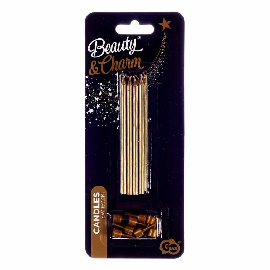 Metallic Birthday Candles with Holders (8 pc)
