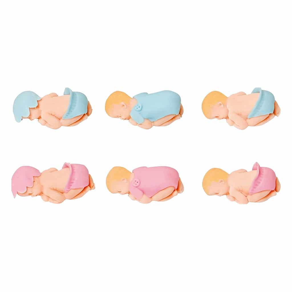Baptism Sleeping Baby Figurines, Pink & Blue (12 pc)