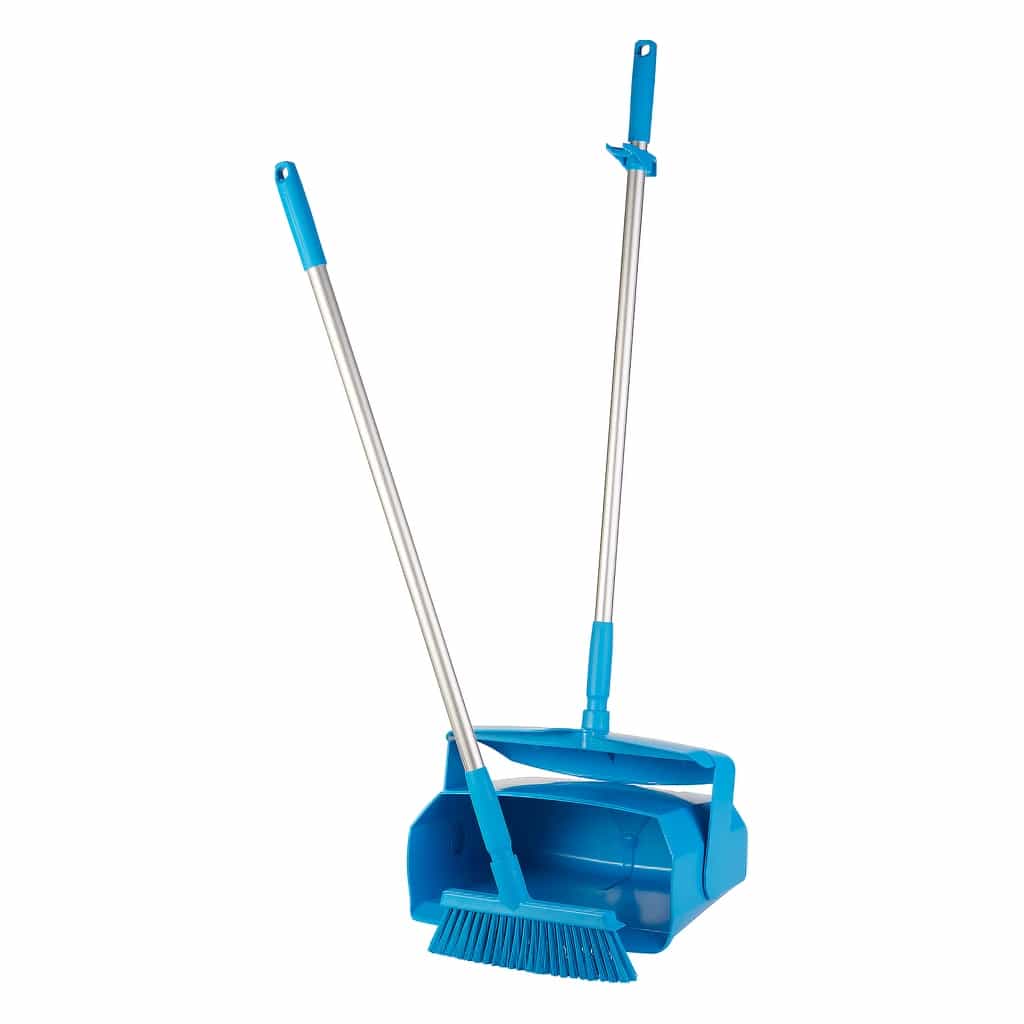 Dustpan & Broom Set with Lockable Lid Blue 350 mm