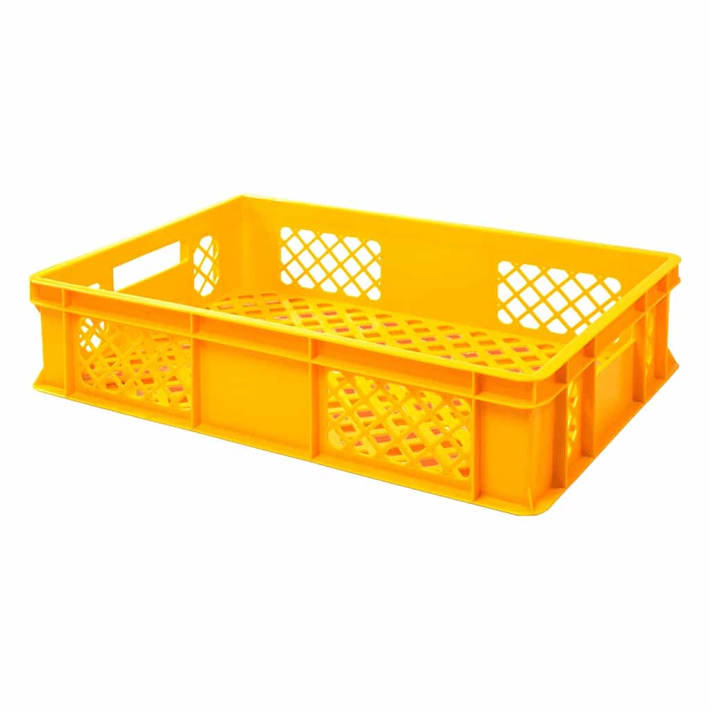 Perforated Transport Box 60 × 40 × 14 cm, Yellow