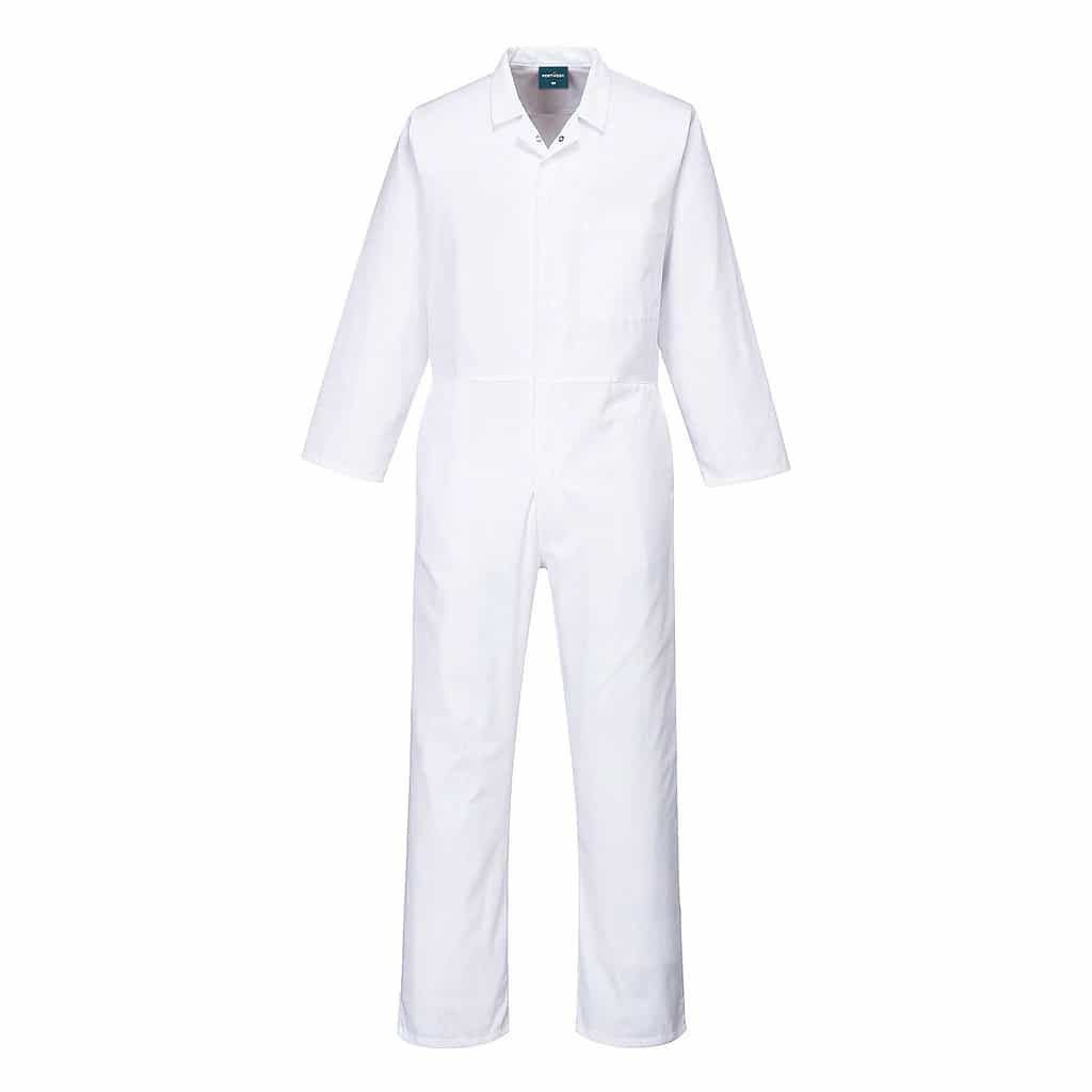 Coverall Polycotton White Reusable Food Industry