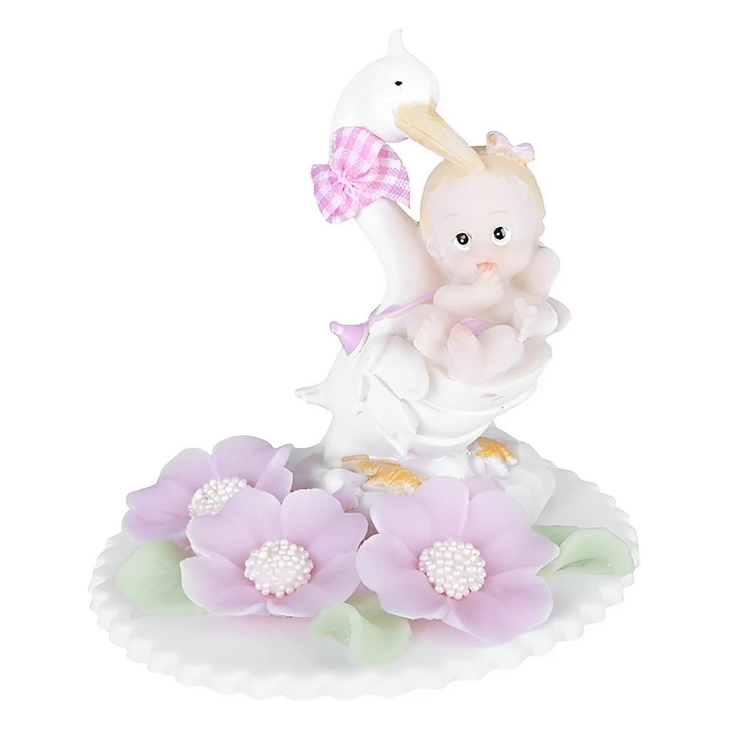 Stork & Baby Baptism Cake Topper, 10 × 9 cm