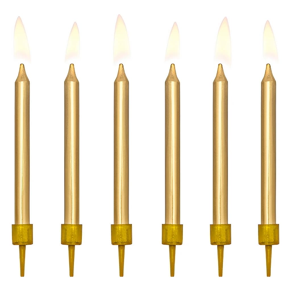 Birthday Candles Plain Gold 6 cm (6 pc)
