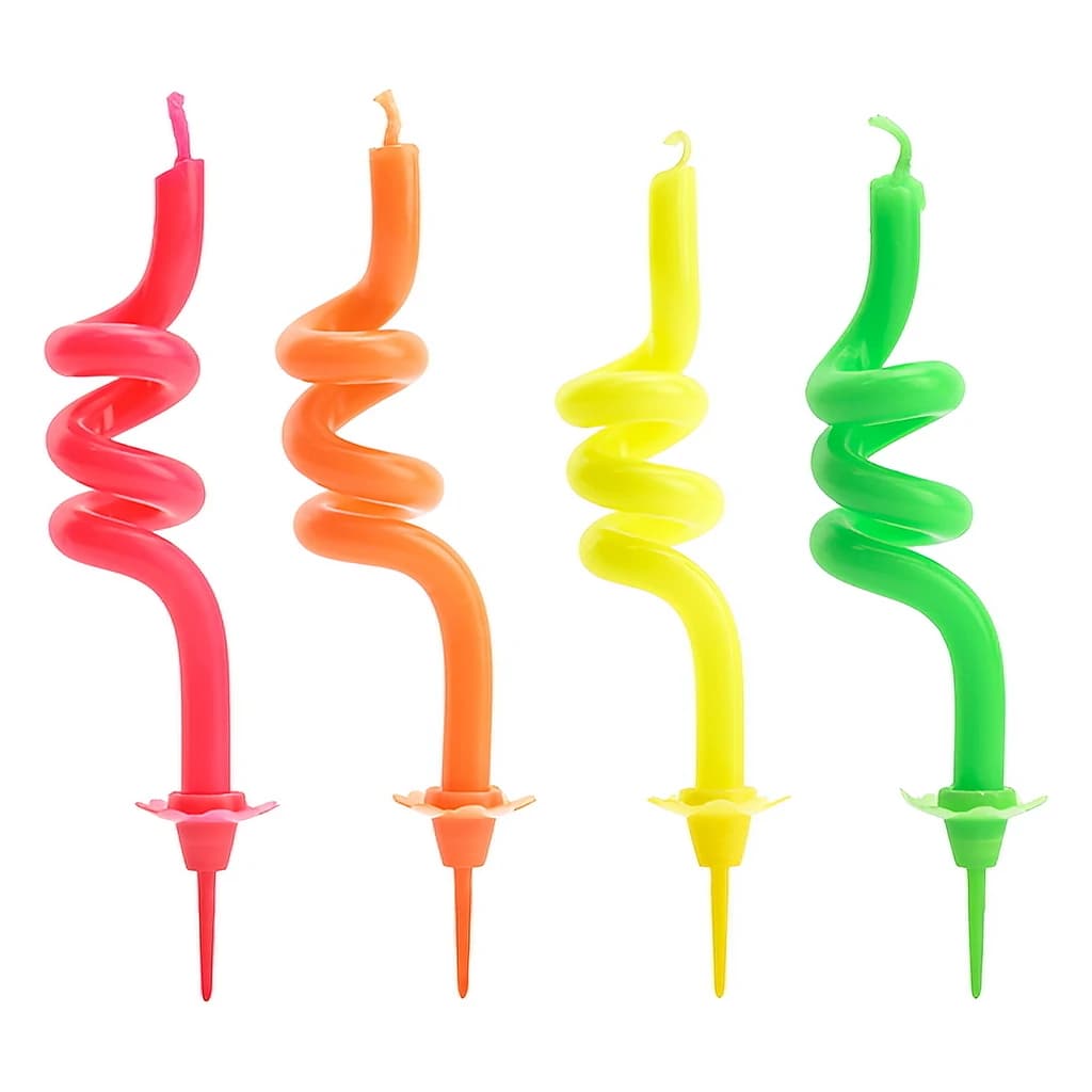 Birthday Candles Curl Mix 8 cm (4 pc)