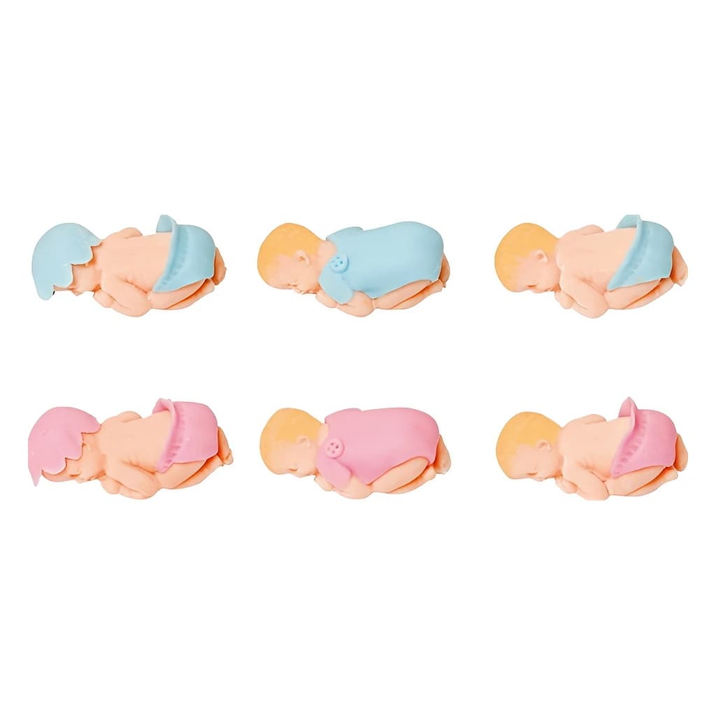Baptism Sleeping Baby Figurines, Pink & Blue (12 pc)