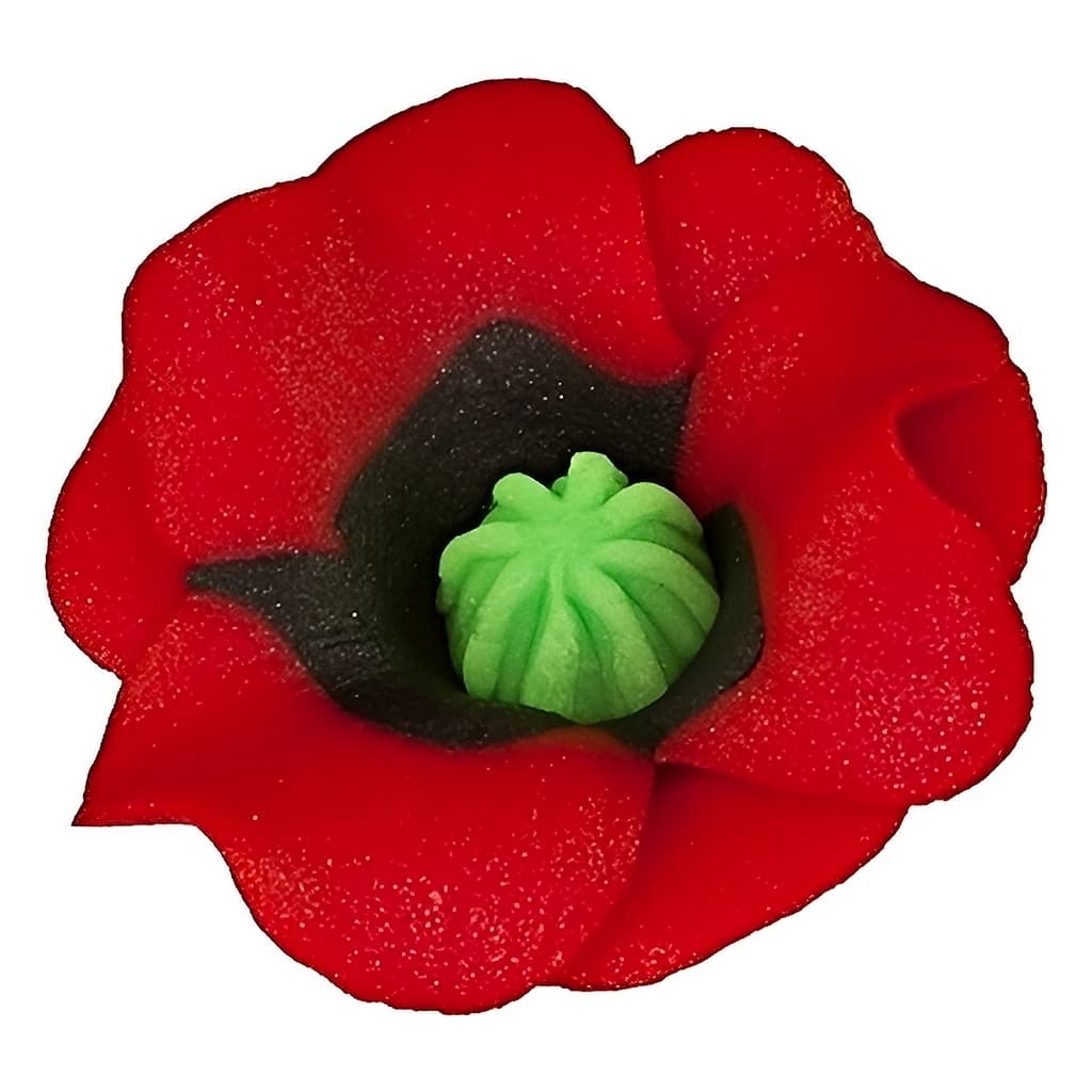 Sugar Poppy Flower Decoration – Red, 5 cm (Pack of 12)
