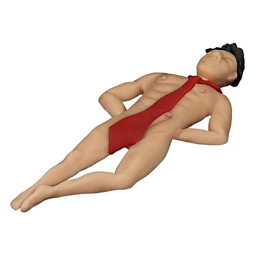 Reclining Naked Man Cake Topper with Red Tie
