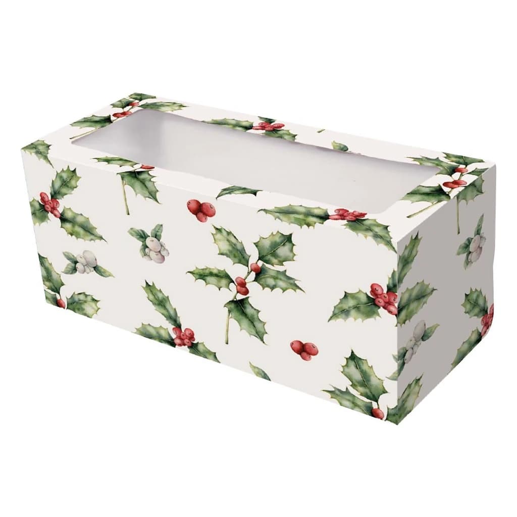 Box Xmas Holly Oblong (304 × 127 × 127 mm) – Single