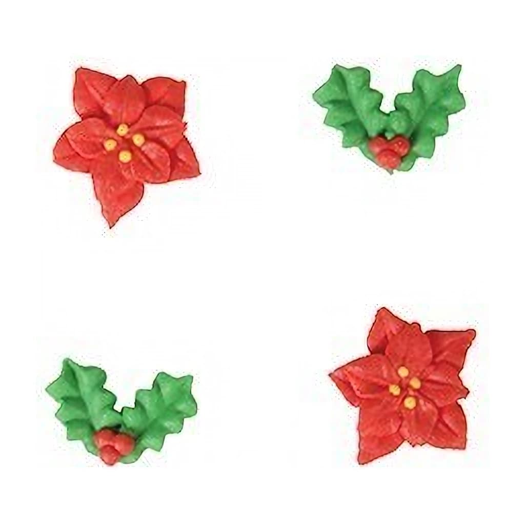 Culpitt Holly & Poinsettia Sugar Pipings – Bulk (250 pc)