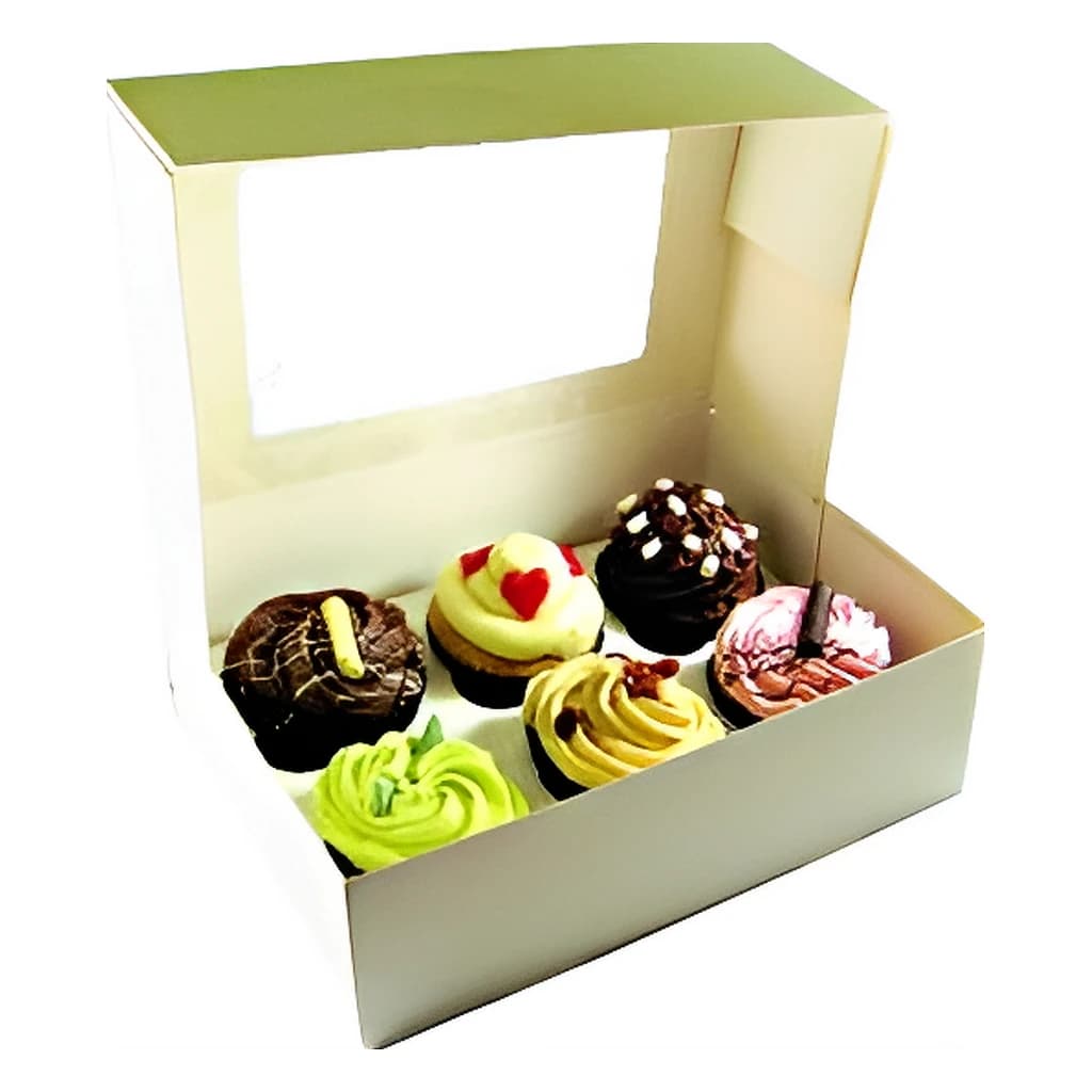 6 Cupcake Window Box + Insert (242 × 165 × 75 mm) – 125 pc