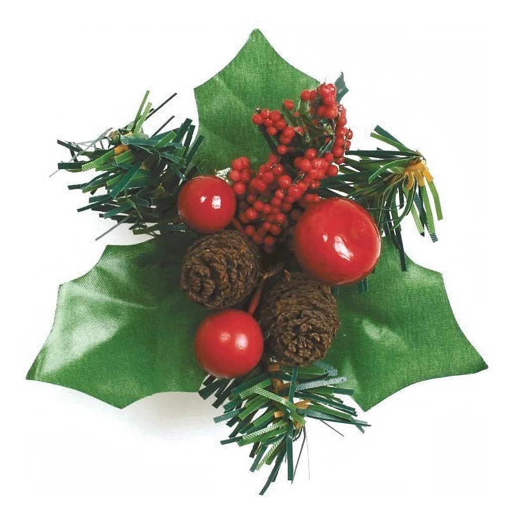 Holly Berry & Fir Cone Decoration 70 mm