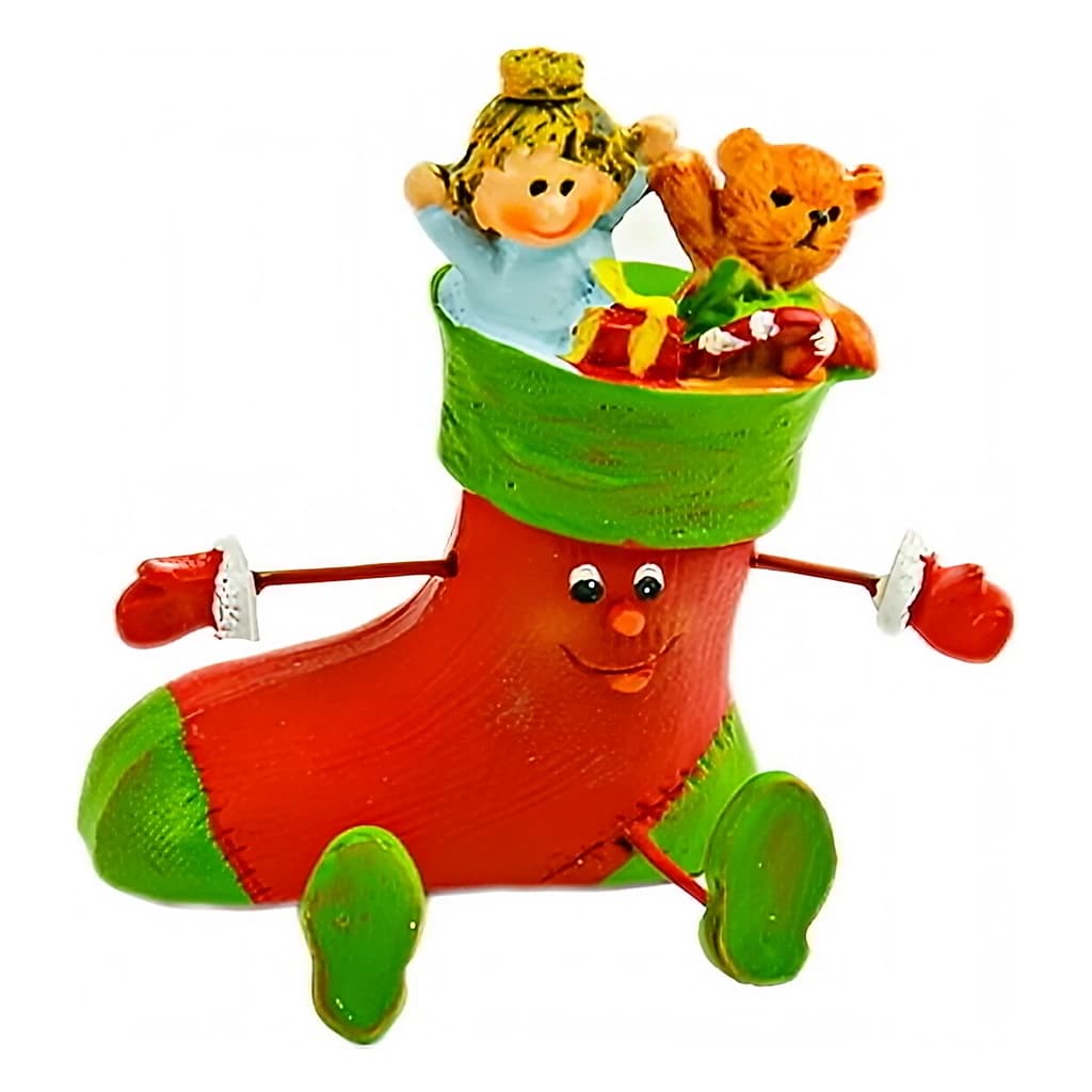 Resin Comical Christmas Stocking with Toys (Pack of 8)