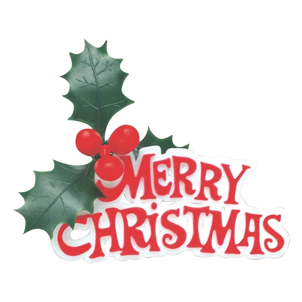 Culpitt Plastic Holly Merry Christmas Motto, 95 mm (Pack of 50)