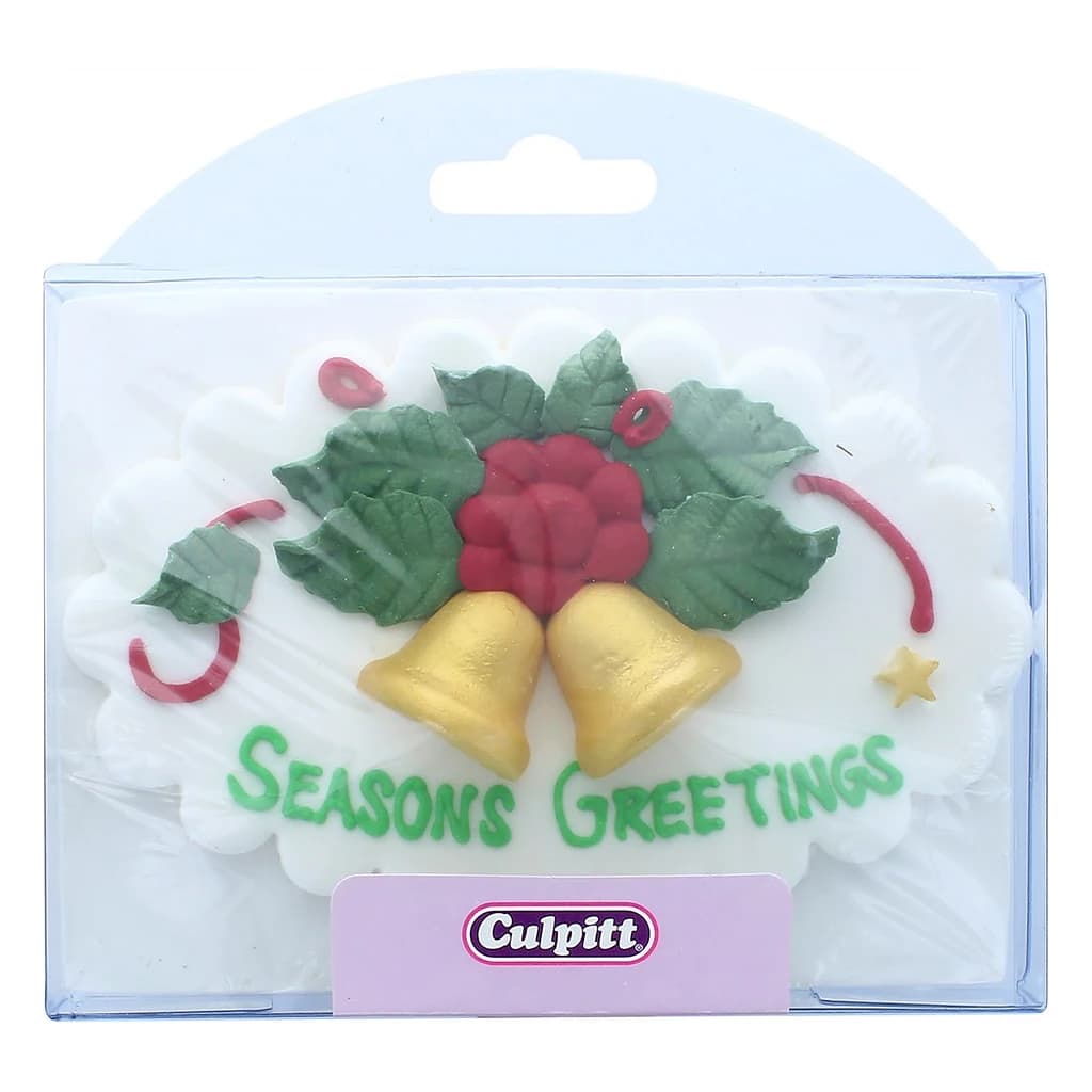 Culpitt Seasons Greetings Bell Sugar Plaque, 128 × 87 mm (5 pc)