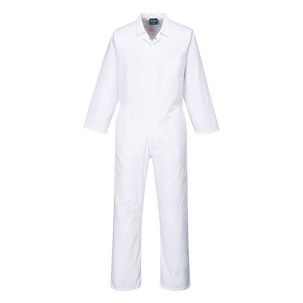 Coverall Polycotton White Reusable Food Industry
