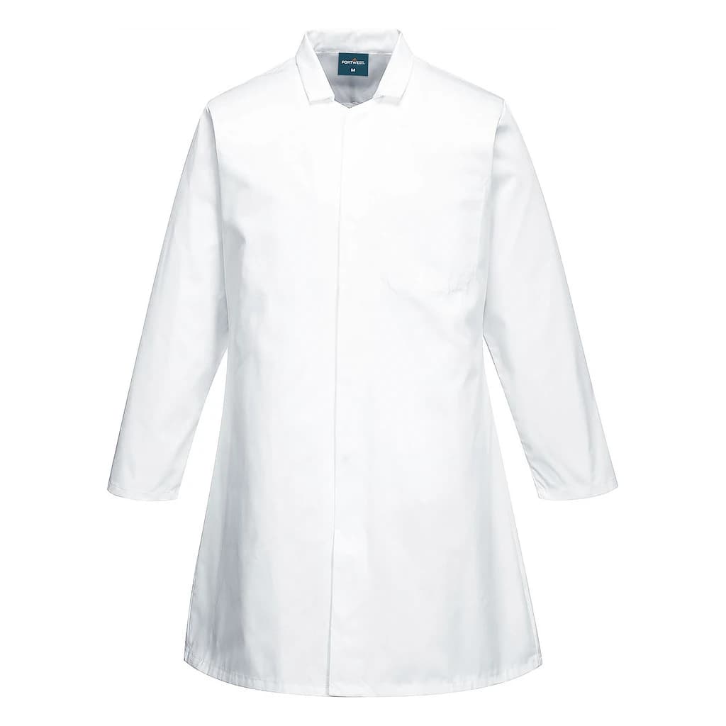 Lab Coat White Concealed Snaps Polycotton