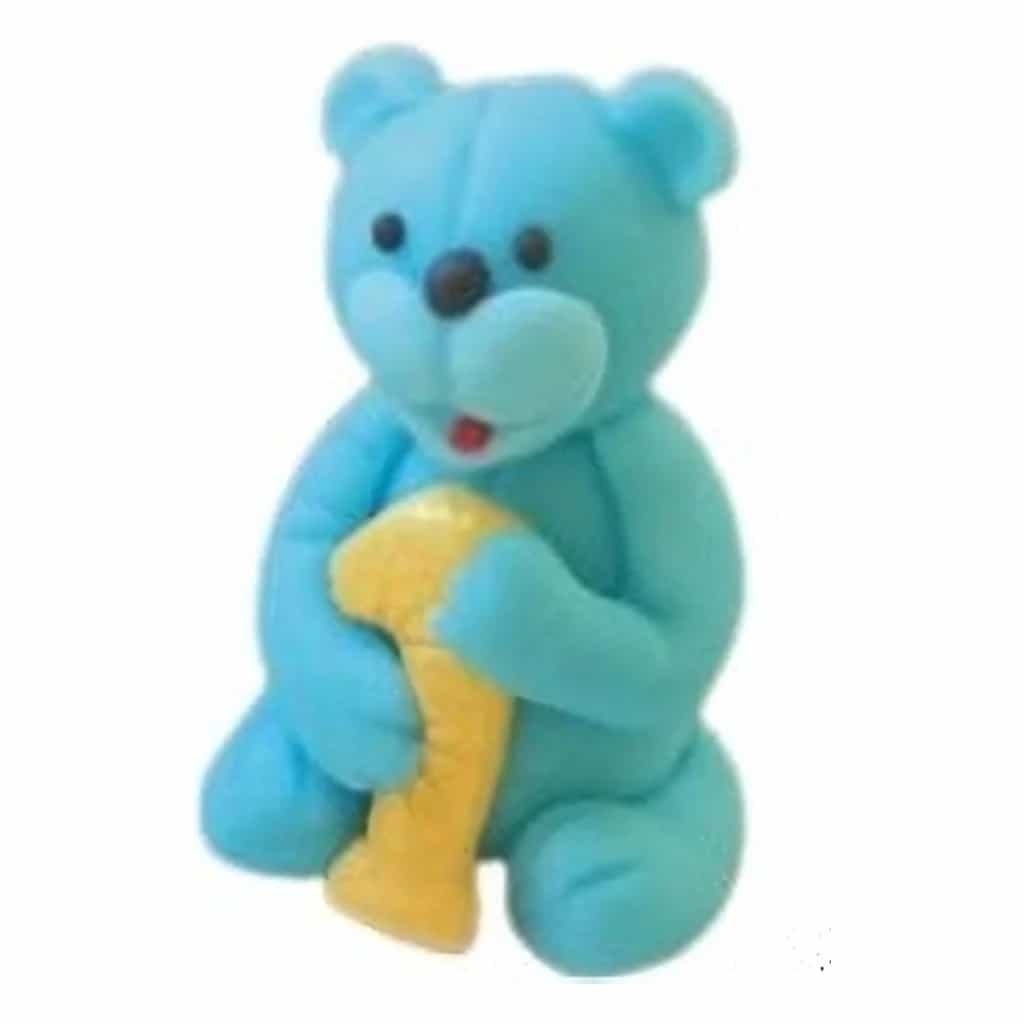3D Bear Cake Topper – 1st Birthday Blue