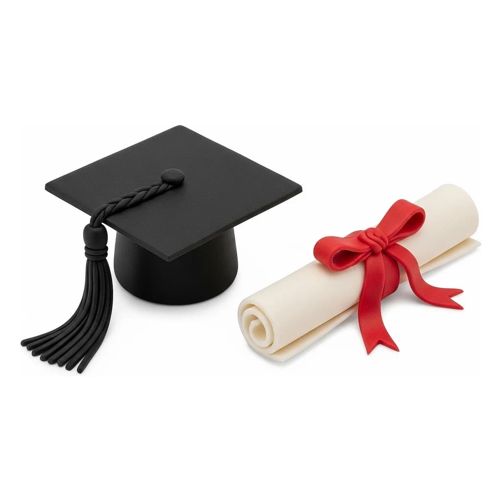 Graduation Cap and Diploma Sugar Decoration Set