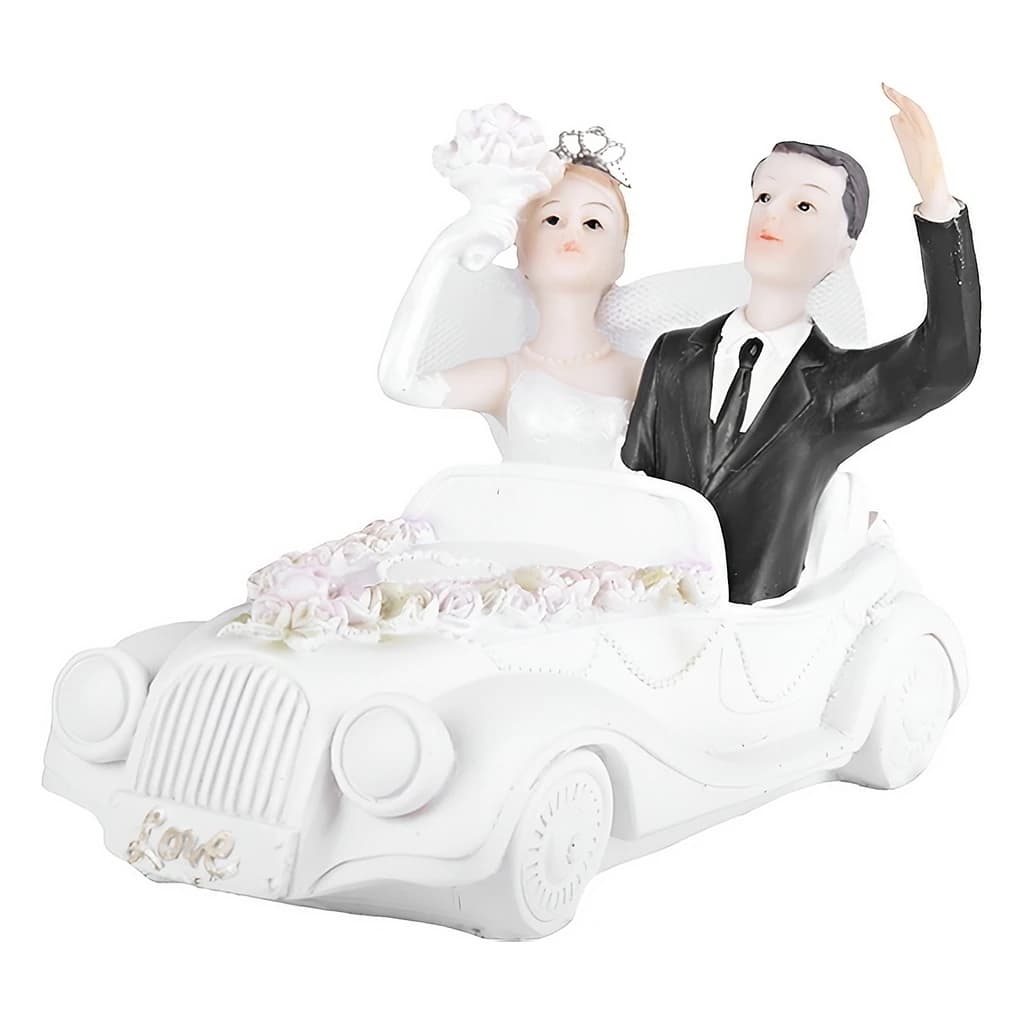 Newlyweds in a Car Cake Topper Figurine, 10.5 cm