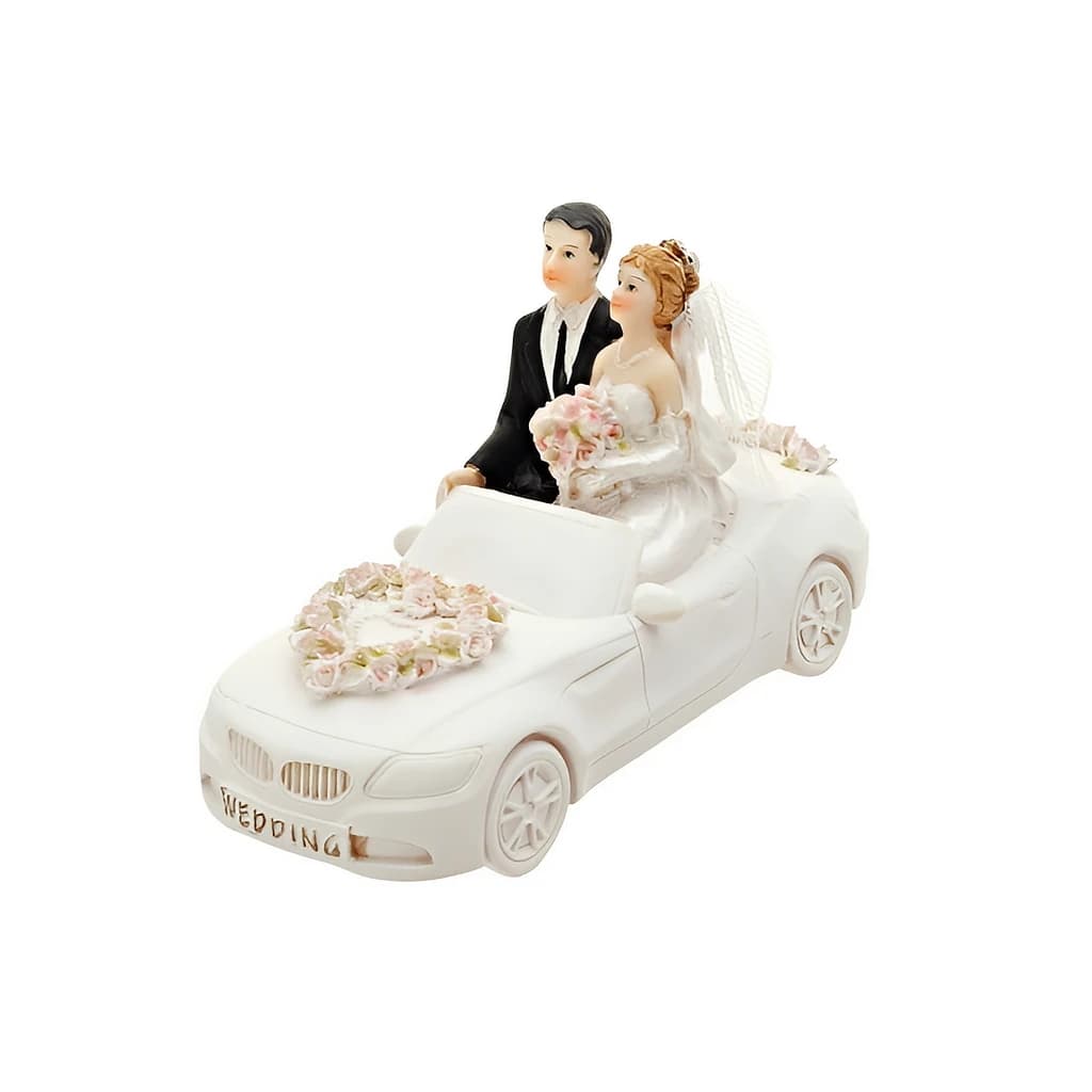 Wedding Couple in Car Figurine, 11 cm