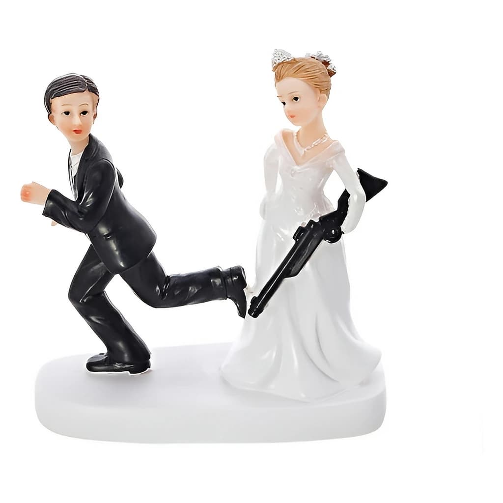 Wedding Cake Topper – Bride with Rifle Figurine, 13 cm