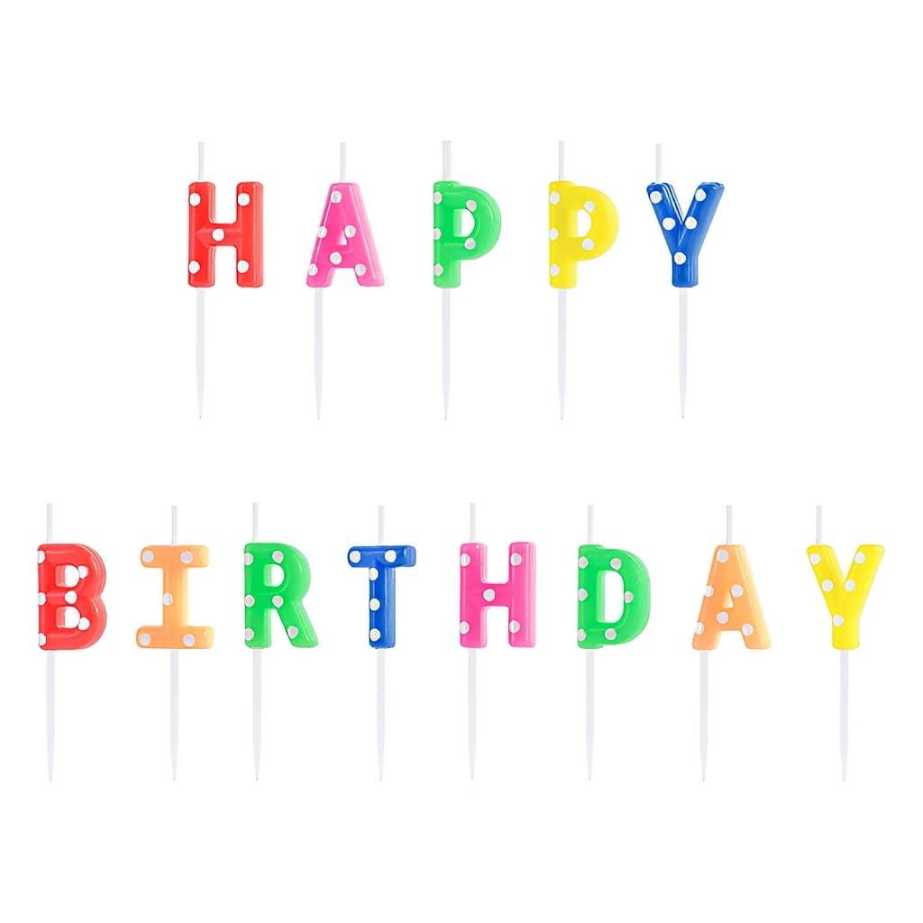 'Happy Birthday' Letter Candles, 2.5 cm (13 pc)