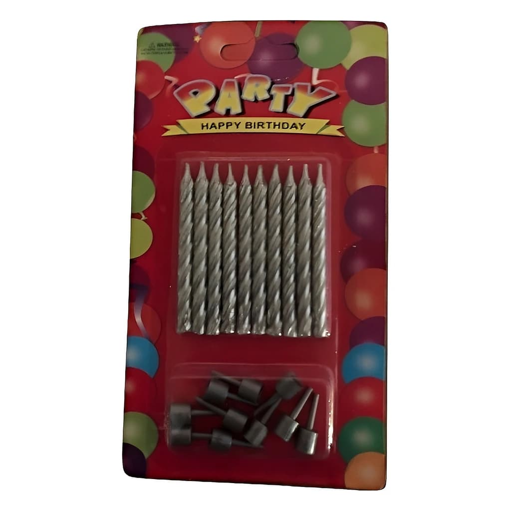 Birthday Candles Silver 10 cm