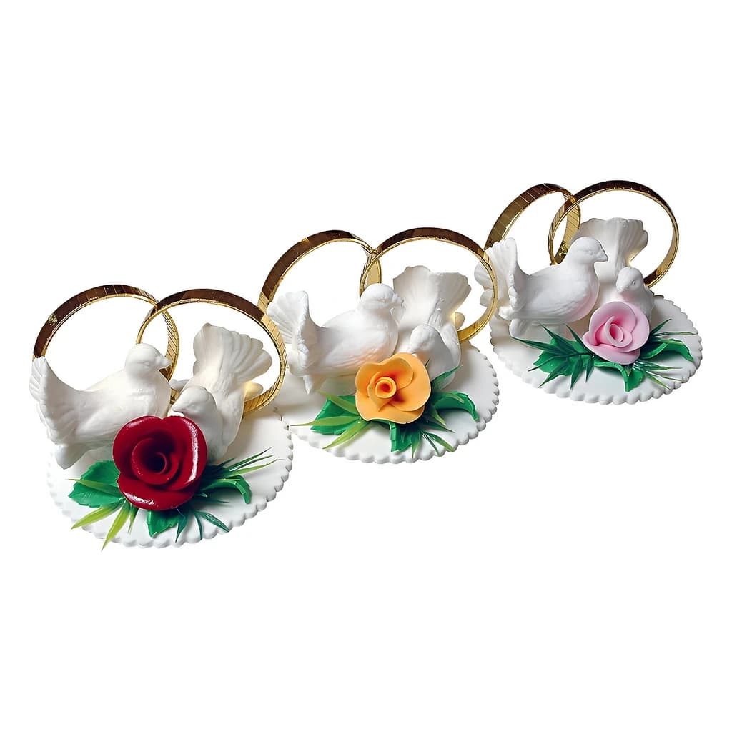 White Dove Wedding Cake Topper with Rings, 12 × 8 cm