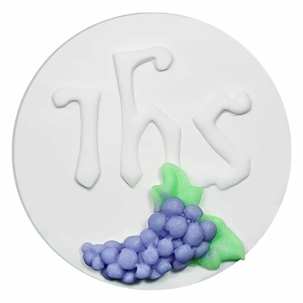 White Communion Host Cake Topper with Grape – 10 cm (T26/NW)