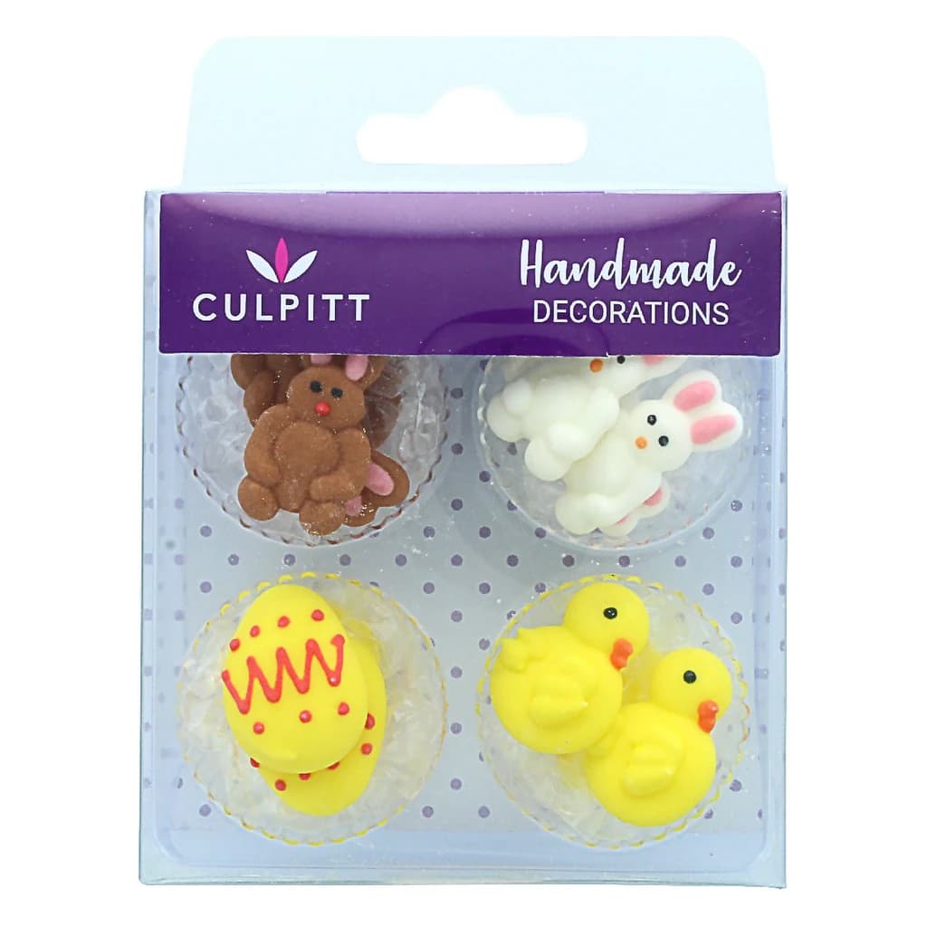 Culpitt Easter Chick, Egg & Rabbit Sugar Pipings (Pack of 12)