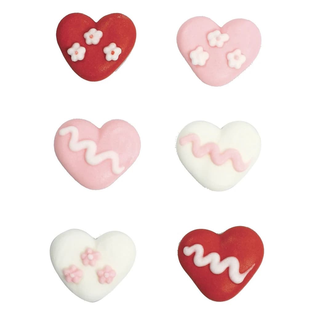Assorted Hearts Sugar Pipings – 30 mm (150 pc)