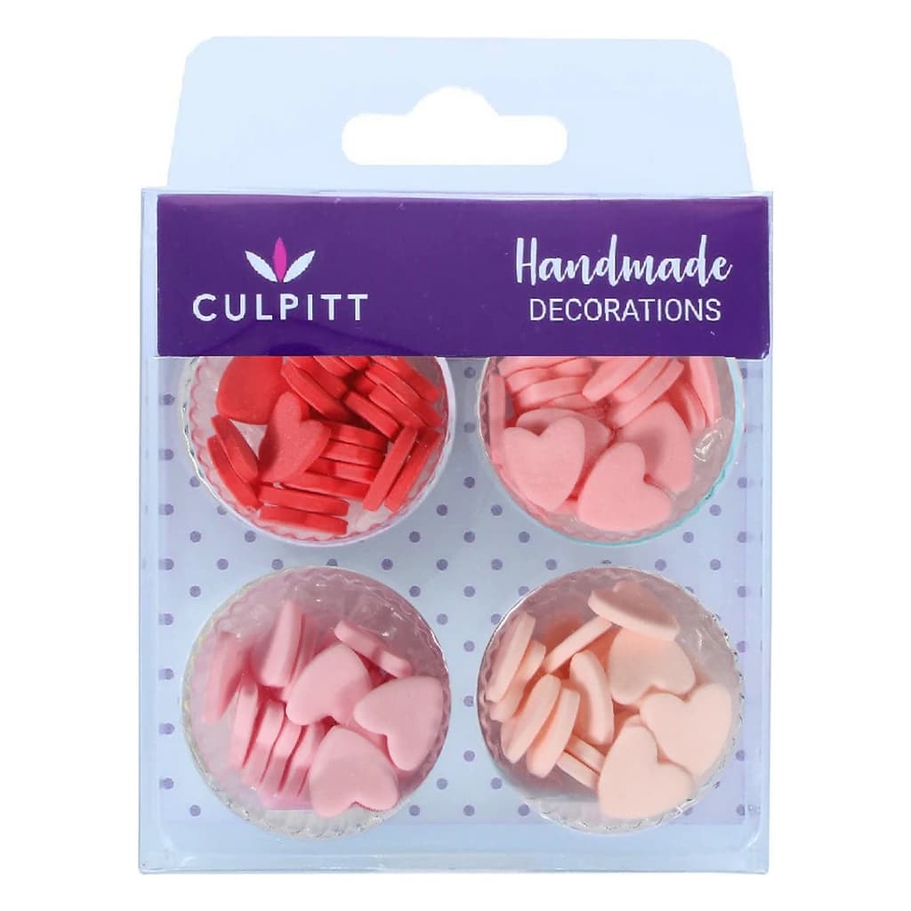 Culpitt Red & Pink Mini Hearts Sugar Pipings (100 pc)