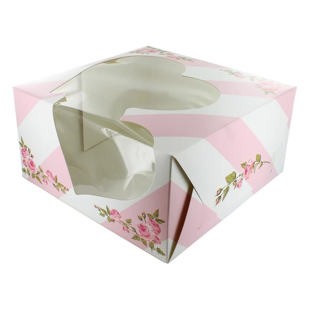 Pink Heart Window Cake Box, 10 × 5 inch – Pack of 20