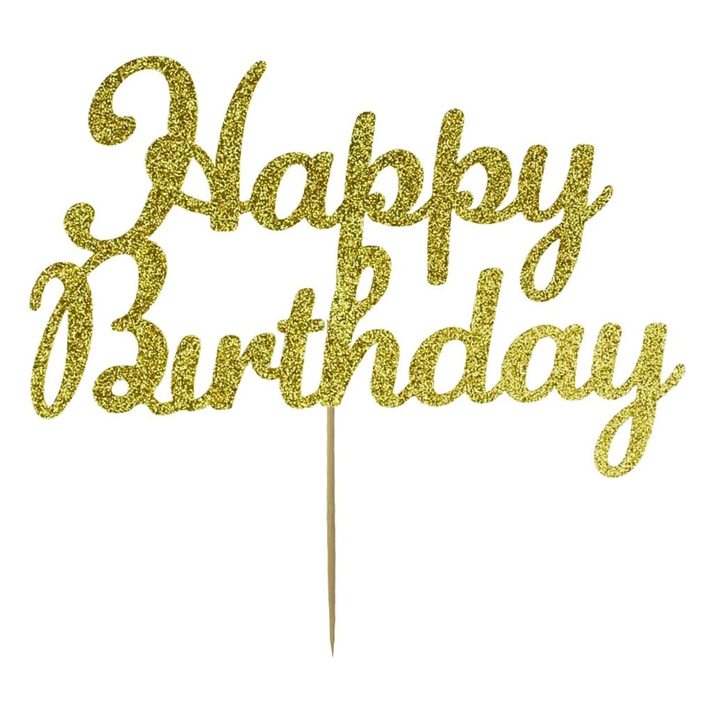 "Happy Birthday" Glitter Cake Topper