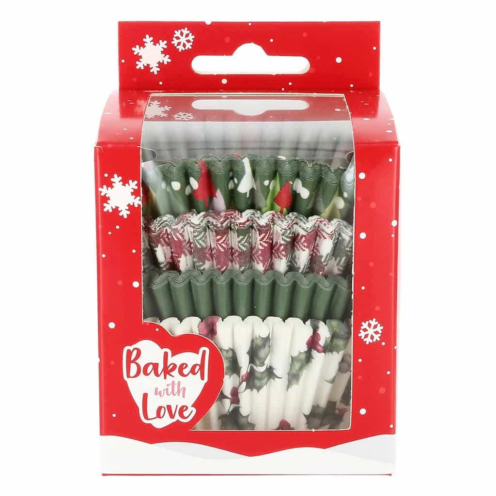 Cupcake Cases Vintage Holly - Christmas Mixed