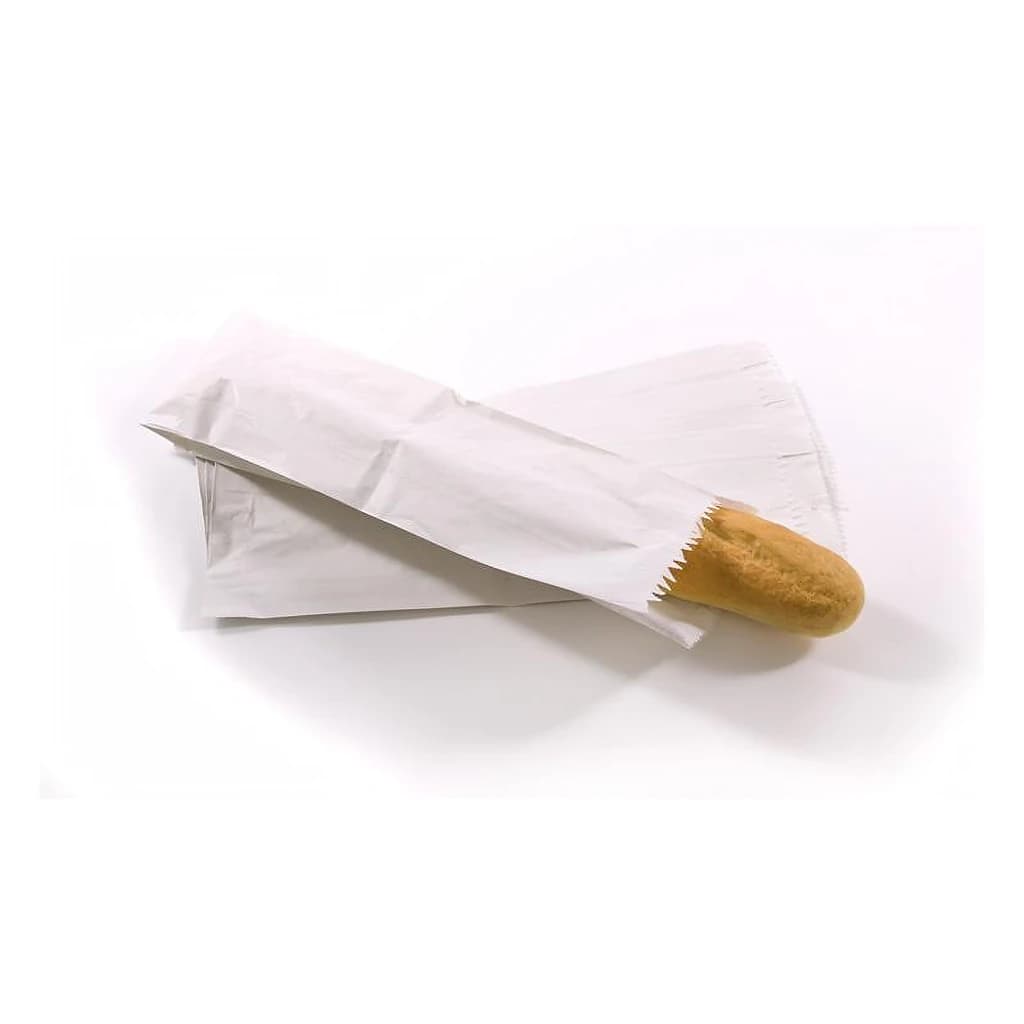 White Half Baguette Bags Strung 4 × 6 × 14 in, 500 pc
