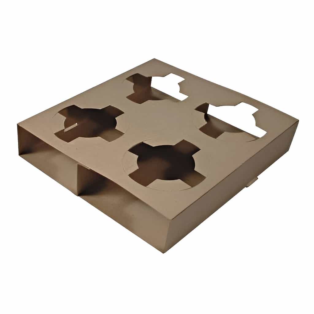4-Cup Carry Tray Pulp Board 184 × 190 × 40 mm – 250 pc