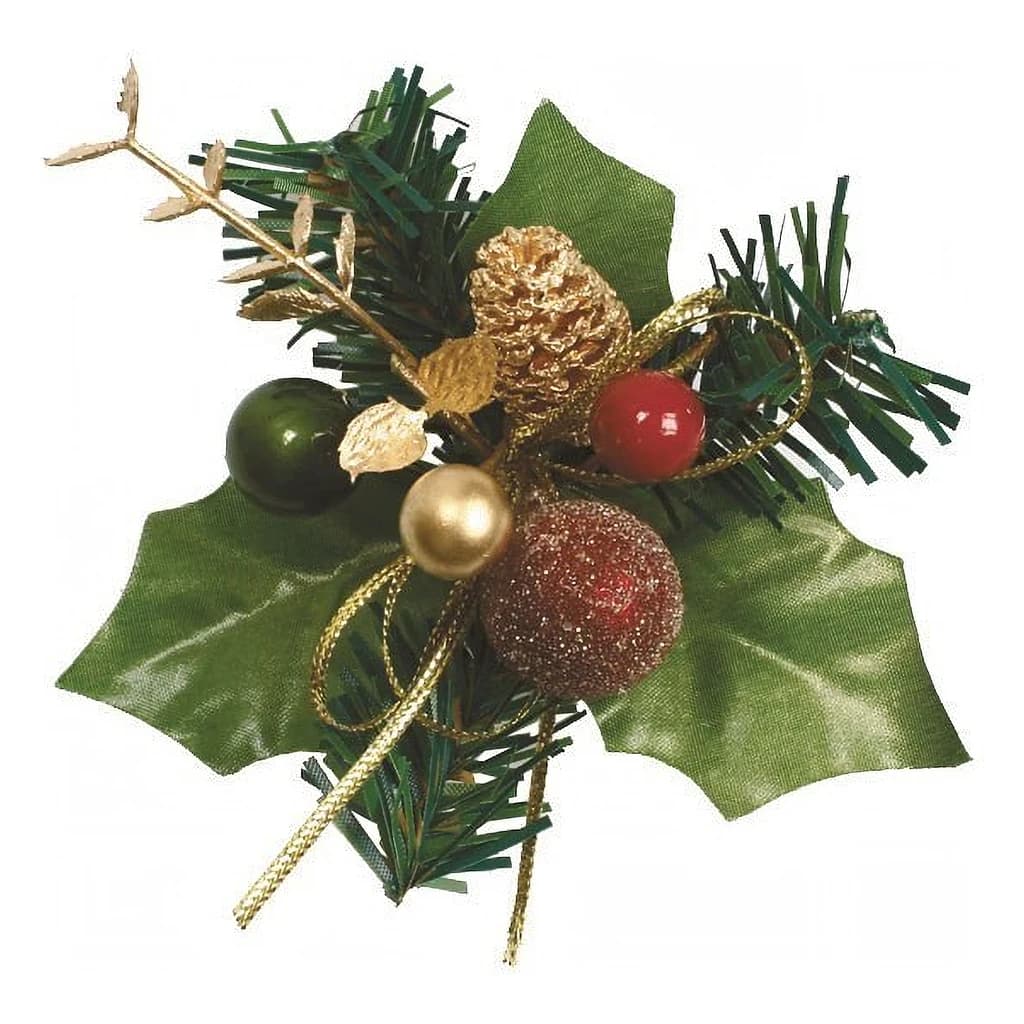 Holly Bauble Red & Gold 70 mm