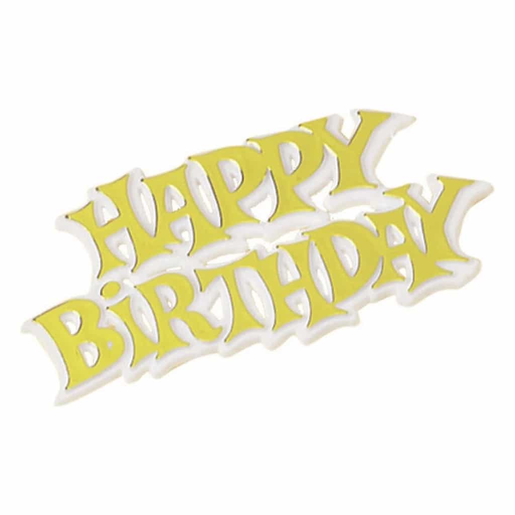 "Happy Birthday" Motto Cake Topper – White & Gold, 76 mm (50 pc)