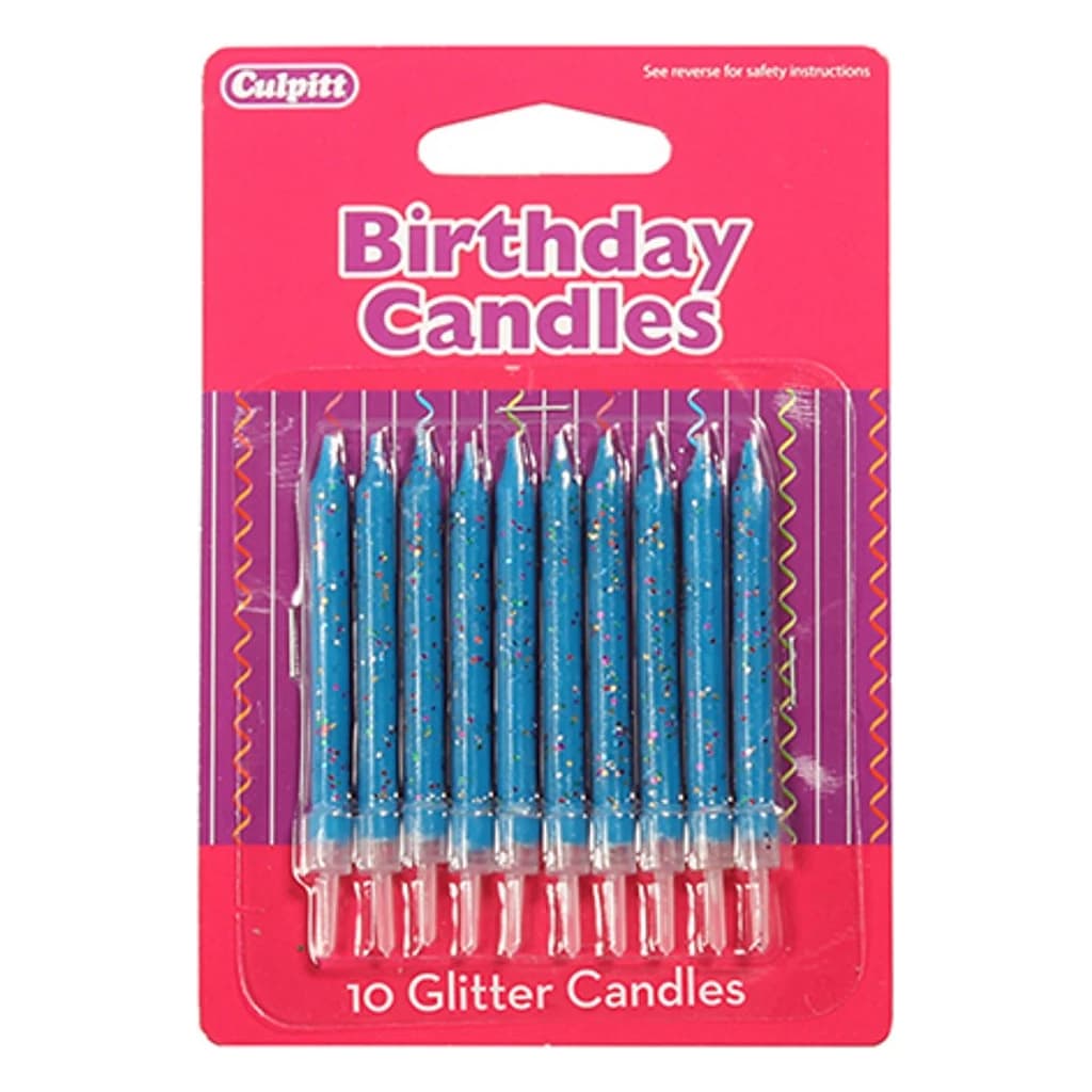 Culpitt Glitter Birthday Candles – Blue (Pack of 10)