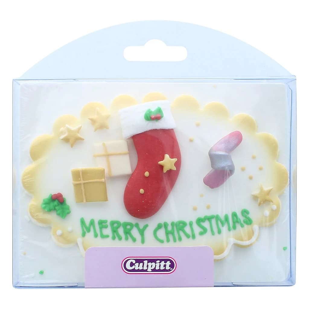 Merry Christmas Sugar Plaque 128 × 87 mm (Pack of 5)