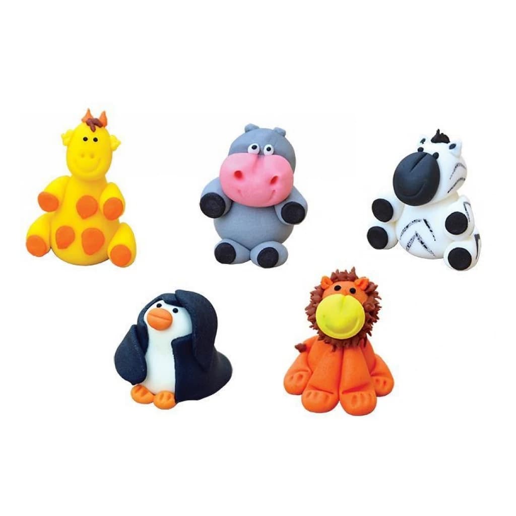 Sugar Animal Figurines for Birthday Cake, Assorted (15 pc)