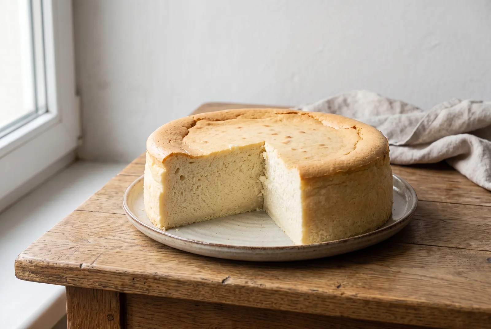 Base-less Viennese-style Polish cheesecake (sernik wiedeński), tall and soft with an airy crumb
