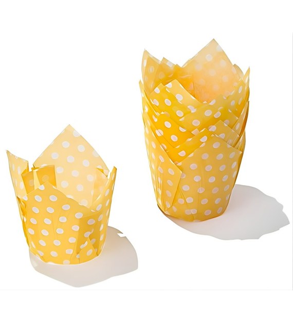 Tulip Muffin Case yellow with white dots TV5P02 72x50 mm (120 pc)