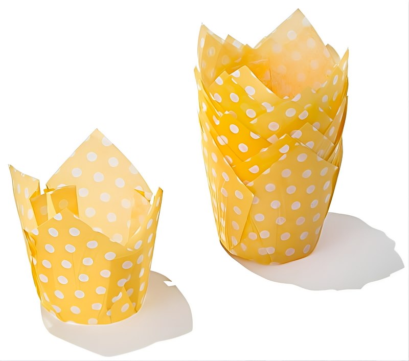 Tulip Muffin Case yellow with white dots TV5P02 72x50 mm (120 pc)