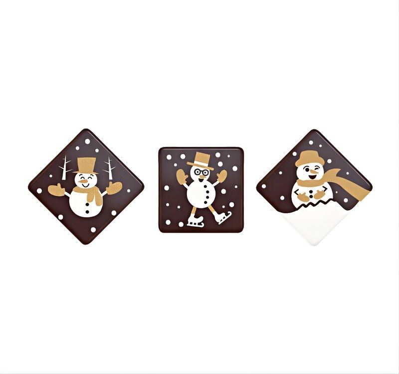 Choc. Decor. Christmas Snowman Set 35×35 mm (210 pc)