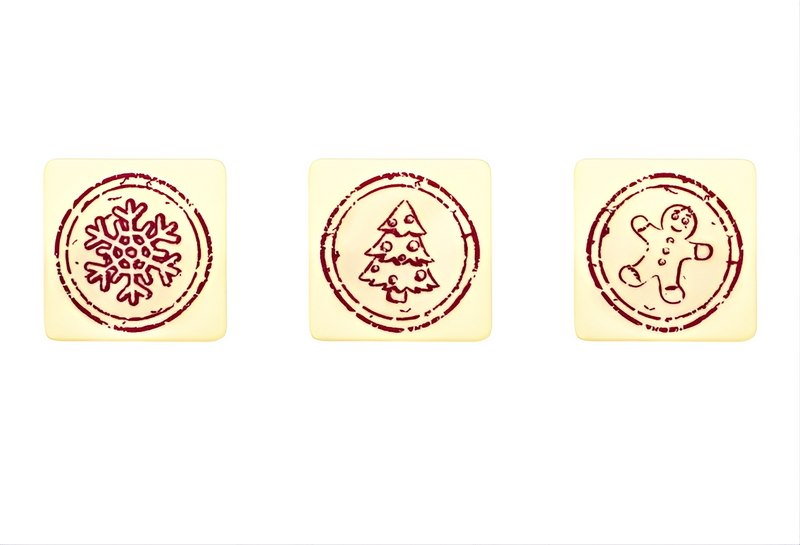 Choc. Decor. Christmas Stamps set 30x30 mm (144 pc)