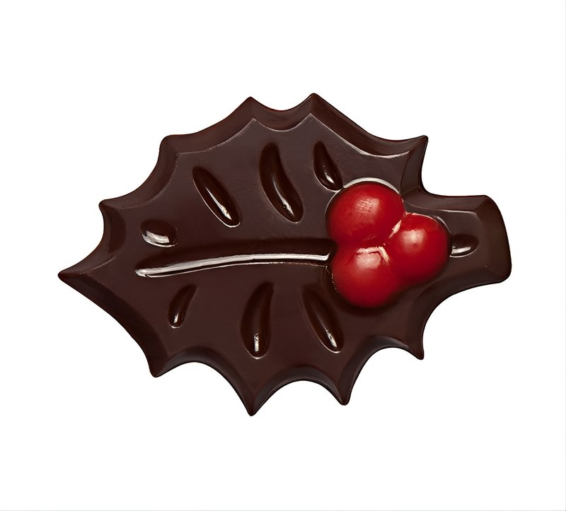 Choc. Decor. Christmas Holly Leaf dark 42 mm (240 pc)